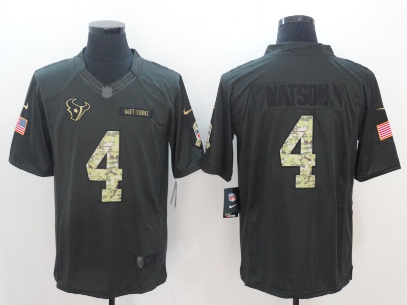 Men Houston Texans #4 Watson Green Green Nike Anthracite Salute To Service Limited Jersey